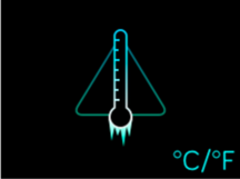 Thermomètre avec de la glace sur l'ampoule et symboles de degrés en bas à droite
